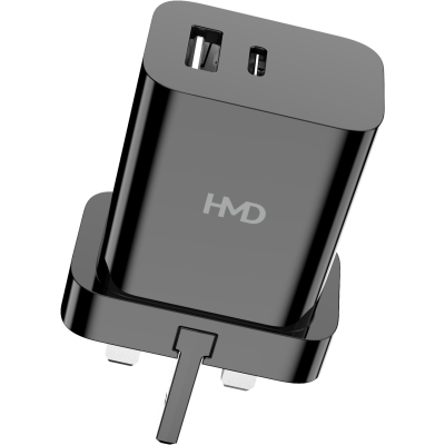 HMD Dual Port Wall Charger 30W 8P00000302 frontAndBack